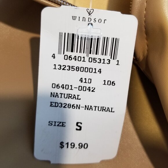 Windsor Tan Natural Vegan Faux Leather Skirt Women Small Club Party NWT - Picture 4 of 6